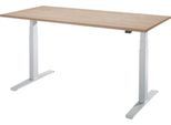 Schäfer Shop Select Schreibtisch LOGIN, elektrisch höhenverstellbar, Rechteck, T-Fuß, B 1600 x T 800 x H 645-1290 mm, Eiche-Dekor/weißaluminium