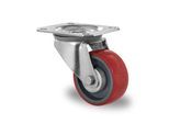 CASCOO Lenkrolle N2U6, mit Rad-ø 80 mm x B 32 mm, Polyamid-Felge, Polyurethan-Lauffläche, rot, Rollenlager, bis 130 kg