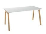 Schäfer Shop Select Schreibtisch Start Off Wood, Rechteck, A-Fuß, B 1600 x T 800 x H 735 mm, lichtgrau/Holzoptik