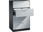Hängeregistraturschrank ASISTO C 3000, 4 Schubladen, 2-bahnig, B 800 mm, anthrazit/alusilber