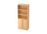 Kombischrank JENA, 5 OH, B 800 x T 420 x H 2004 mm, 2 OH Holztüren, Ahorn-Dekor