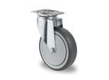 CASCOO Lenkrolle P2T2, mit Rad-ø 125 mm x B 32 mm, Polypropylen-Felge, Elastomer-Lauffläche, grau, Kugellager, bis 100 kg