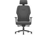 Interstuhl Bürostuhl XXL113, T-Armlehnen, Synchronmechanik, Schiebesitz, Kopfstütze, Lordosenstütze, Stoffbezug, schwarz/schwarz