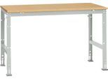 Manuflex Arbeitstisch UNIVERSAL Standard, 1500 x 1000 mm, Multiplex natur, lichtgrau