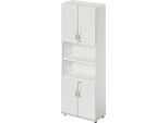 Schäfer Shop Select Kombischrank LOGIN, oben und unten 2 Ordnerhöhen mit Tür, Mitte Regal, B 800 x T 420 x H 2240 mm, lichtgrau/lichtgrau