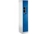 Verteilerschrank, mit Zentraltür, Abteilbreite innen 350 mm, Breite 350 mm, 5 Fächer, enzianblau