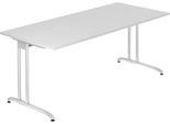 Schreibtisch TARA, C-Fuß, Rechteck, B 1800 x T 800 x H 720 mm, lichtgrau