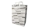 Tragetaschen Papstar Newsprint, bis 5 kg, mit Tragegriff, L 440 x B 320 x H 170 mm, Kraftpapier, grau-schwarz, 50 Stück