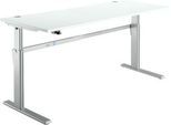 Schreibtisch Standard, elektrisch höhenverstellbar, Rechteck, C-Fuß, B 1800 x T 800 x H 725-1185 mm, lichtgrau/weißaluminium RAL 9006