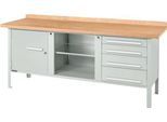 Kastenwerkbank Schäfer Shop Select PW 200-1, Buche Multiplexplatte, bis 750 kg, B 2000 x T 700 x H 840 mm, Lichtgrau