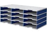 styro® Sortierstation styrodoc Standard, DIN C4, 4 Etagen/3-reihig/12 Fächer, grau/blau