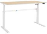 Schäfer Shop Select Schreibtisch Moxxo IQ, elektrisch höhenverstellbar, Rechteck, C-Fuß, B 1600 x T 800 x H 725-1185 mm, Ahorn/weiß
