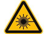 moedel Warnzeichen „Warnung vor Laserstrahl“, nach ISO 7010 W004, Folie selbstklebend, B 20 x H 20 mm, 12 Stück/Bogen