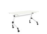 Klappbarer Schreibtisch, mit 4 feststellbaren Rollen, Rechteck, Rundrohr, B1400 x T 600 x H 720 mm, weiß/weiß