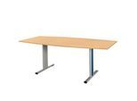 Schäfer Shop Select Besprechungstisch Planova Basic, Boot, T-Fuß, B 2000 x T 1000 x H 717 mm, Buche/weißaluminium RAL 9006