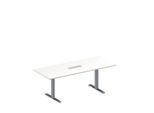 Schäfer Shop Genius Konferenztisch MODENA FLEX, 6-fach Anschluss, Rechteck, T-Fuß Rechteckrohr, B 2000 x T 800 x H 650-850 mm, weiß/weißalu