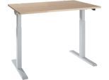 Schäfer Shop Select Schreibtisch ERGO-T 2.0, elektrisch höhenverstellbar, Rechteck, T-Fuß, B 1600 x T 800 x H 715-1205 mm, Eiche/weißalu