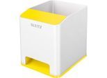 Stiftehalter Leitz WOW Sound, 1 Fach, Smartphone-Fach mit Soundverstärkung, weiß/gelb