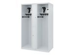 Feuerwehrspind C+P Evolo Maxi, 4 Abteile für 2 Personen, mit Helmhalter, Bodengleiter, B 1200 x T 500 x H 1850 mm, RAL 7035 Lichtgrau