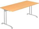 Schreibtisch TARA, C-Fuß, Rechteck, B 1800 x T 800 x H 720 mm, Buche-Dekor