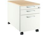 Schäfer Shop Select Rollcontainer 126, 1 Utensilienauszug, 1 Hängeregistratur-Auszug, 1 Schublade, Griff rund, B 435 x T 765 x H 577 mm, weiß/Ahorn-Dekor