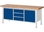 Werkbank Serie 8569, 3 Schubladen, 2 Türen, höhenverstellbar