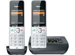 Schnurlostelefon Gigaset Comfort 500A Duo, Anrufbeantworter, hörgerätekompatibel, schwarz