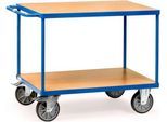 Tischwagen, Stahl/Holz, 2 Etagen, L 1000 x B 600 mm, bis 600 kg, brillantblau/Buchedekor