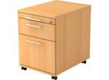 Rollcontainer, 1 Schub, 1 Utensilienauszug, Hängeregistraturauszug, B 428 x T 580 x H 590 mm, Buche-Dekor