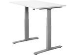 Schäfer Shop Select Schreibtisch SET UP, elektrisch höhenverstellbar, Rechteck, T-Fuß, B 1200 x T 800 x H 645-1290 mm, weiß/weißaluminium