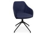 Konferenzsessel Topstar Sitness Life 2.1, dreh-/sitzhöhenverstellbar, Armlehnen, B 350-480 x T 460 x H 460-490 mm, 4-Fußgestell, Alu schwarz-matt & Stoff, d.blau