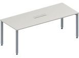 Schäfer Shop Genius Konferenztisch MODENA FLEX, 6-fach Anschluss, Rechteck, 4-Fuß Quadratrohr, B 2000 x T 800 x H 720-840 mm, lichtgrau/weißalu