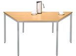 Schäfer Shop Pure Stahlrohrtisch, Trapez, Quadratrohrfuß, B 1600 x T 800 x H 720 mm, Buche/weißaluminium