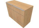 Flügeltürenschrank QUANDOS BOX, 2 Ordnerhöhen, B 1000 x T 440 x H 748 mm, Eiche Masonic