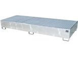 Bauer Regalwanne RW-GR 3300-3 PE, mit Gitterrost und PE-Einsatz, B 3262 x T 1312 x H 383 mm, bis 1000 l, Stahl feuerverzinkt