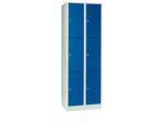 Wertfachschrank 300 mm, 2 Abteile, 6 Fächer, Sicherheitszylinderschloss, Sockel, enzianblau