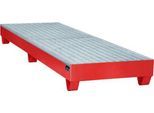 Stahl-Auffangwanne mit Gitterrost, 2400 x 800 mm, rot RAL 3000