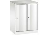C+P Garderobenschrank Resisto, 2 Abteile, 2 Fächer, B 772 x T 540 x H 1077 mm, Verkehrsweiß
