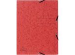 Exacompta Sammelmappe, DIN A4, mit Gummizug, 3 Klappen, beschriftbar, Colorspan-Karton, 355 g/m², rot