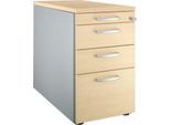 Schäfer Shop Genius Standcontainer 1336, mit Griff rund, B 435 x H 717 mm, weißalu/weißalu/Ahotn-Dekor