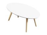 Beistelltisch SCANDI, oval, 4-Fuß Gestell aus Massivholz, B 1150 x T 600 x H 350 mm, weiß/Buche