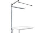 Aufbauportal m. Ausleger, Ansatztisch SPEZIAL Arbeitstisch/Werkbank UNIVERSAL/PROFI, 1250 mm, alusilber