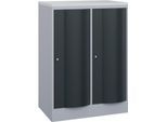 C+P Garderobenschrank Resisto, 2 Abteile, 2 Fächer, B 772 x T 540 x H 1077 mm, Weißalu/Anthrazitgrau