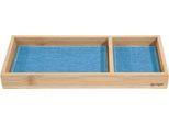 Schreibtisch Organizer Sigel Eyestyle, rechteckig, 2 Fächer, Textileinlagen aus Recycling PET, hellblau/dunkelgrau, B 245 x T 109 x H 25 mm, Bambusholz