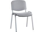 Stapelstuhl ISO Basic, ohne Armlehnen, 4-Fußgestell, Stoffbezug, stapelbar bis 12 Stück, B 545 x T 560 x H 820 mm, Bezug hellgrau, Gestell alusilber