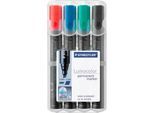 STAEDTLER Lumocolor permanent marker 350, 10 Stück, 4er Set, farbsortiert