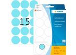HERMA Klebepunkte 2273, Ø 32 mm, selbstklebend, permanenthaftend, per Hand beschreibbar, 480 Stück auf 32 Blatt, FSC®-Papier, blau