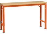 Manuflex Grundtisch UNIVERSAL Spezial, 1500 x 800 mm, Multiplex natur, rotorange