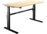 Schäfer Shop Select Schreibtisch, elektrisch höhenverstellbar, Rechteck, C-Fuß, B 1600 x T 800 x H 725-1185 mm, Ahorn/schwarz