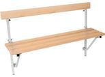 Klappbank, Holz, 1200 mm breit, lichtgrau (RAL 7035)